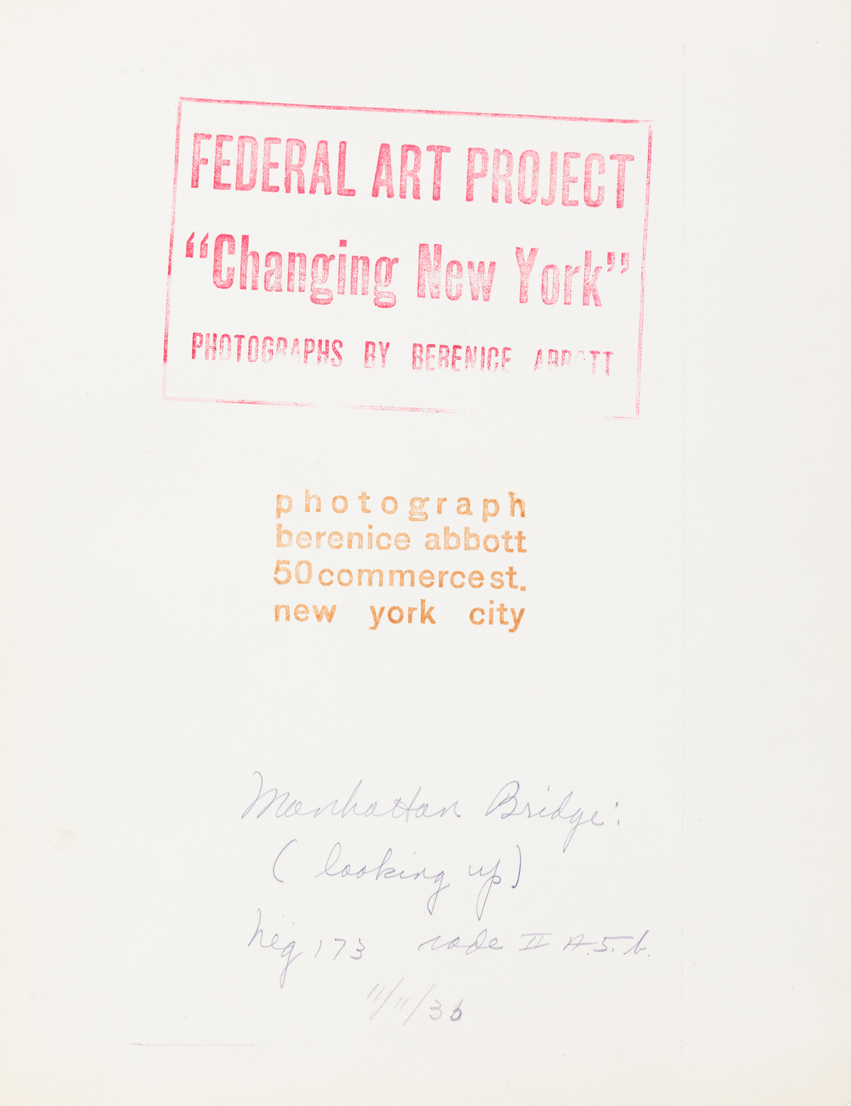 BERENICE ABBOTT (1898-1991) Manhattan Bridge (looking up).